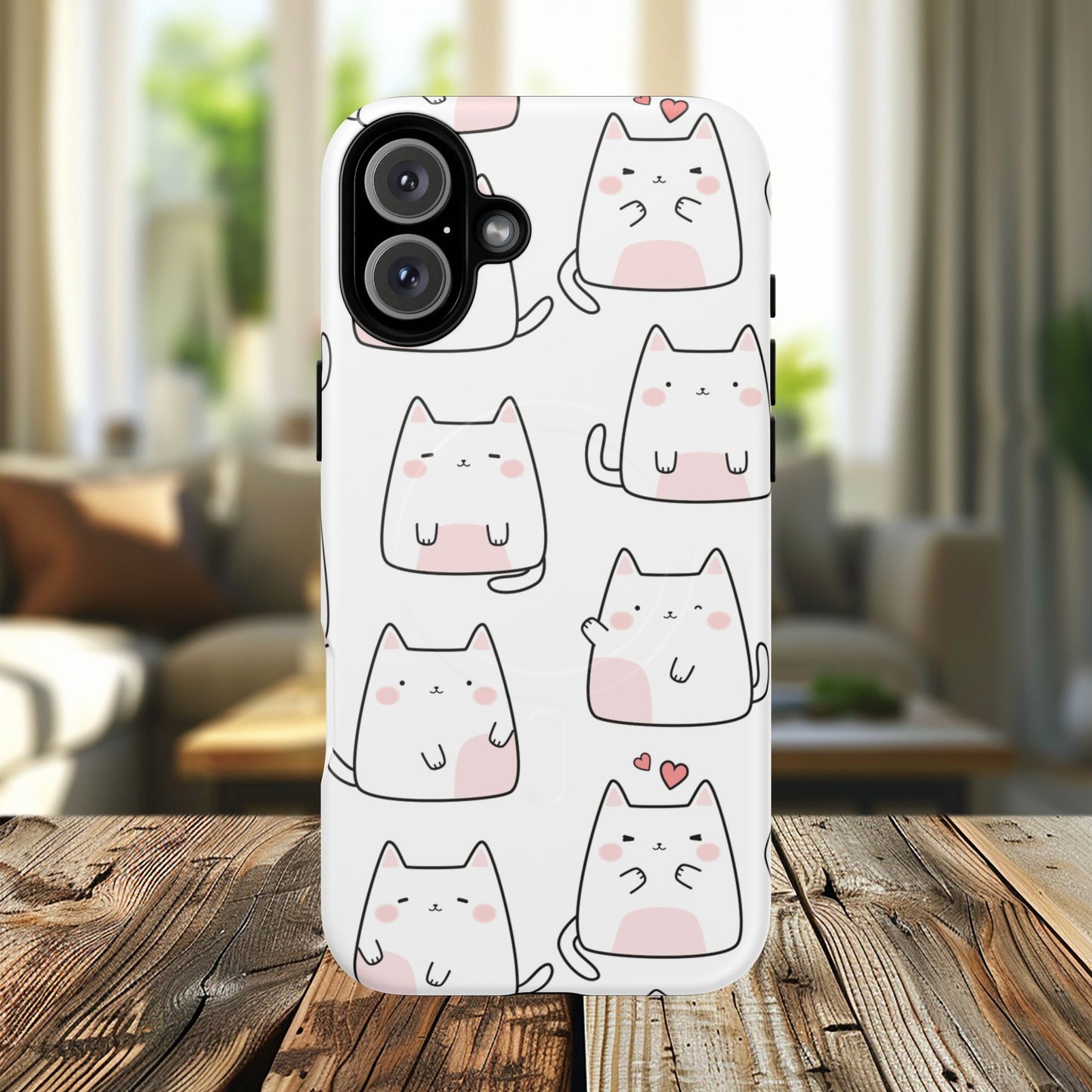 Cute Kawaii Cat Tough Magnetic iPhone Case, Cute Cat Lover Gift, Kawaii iPhone Cover, Tough iPhone Case, Unique Pet Themed Accessory,