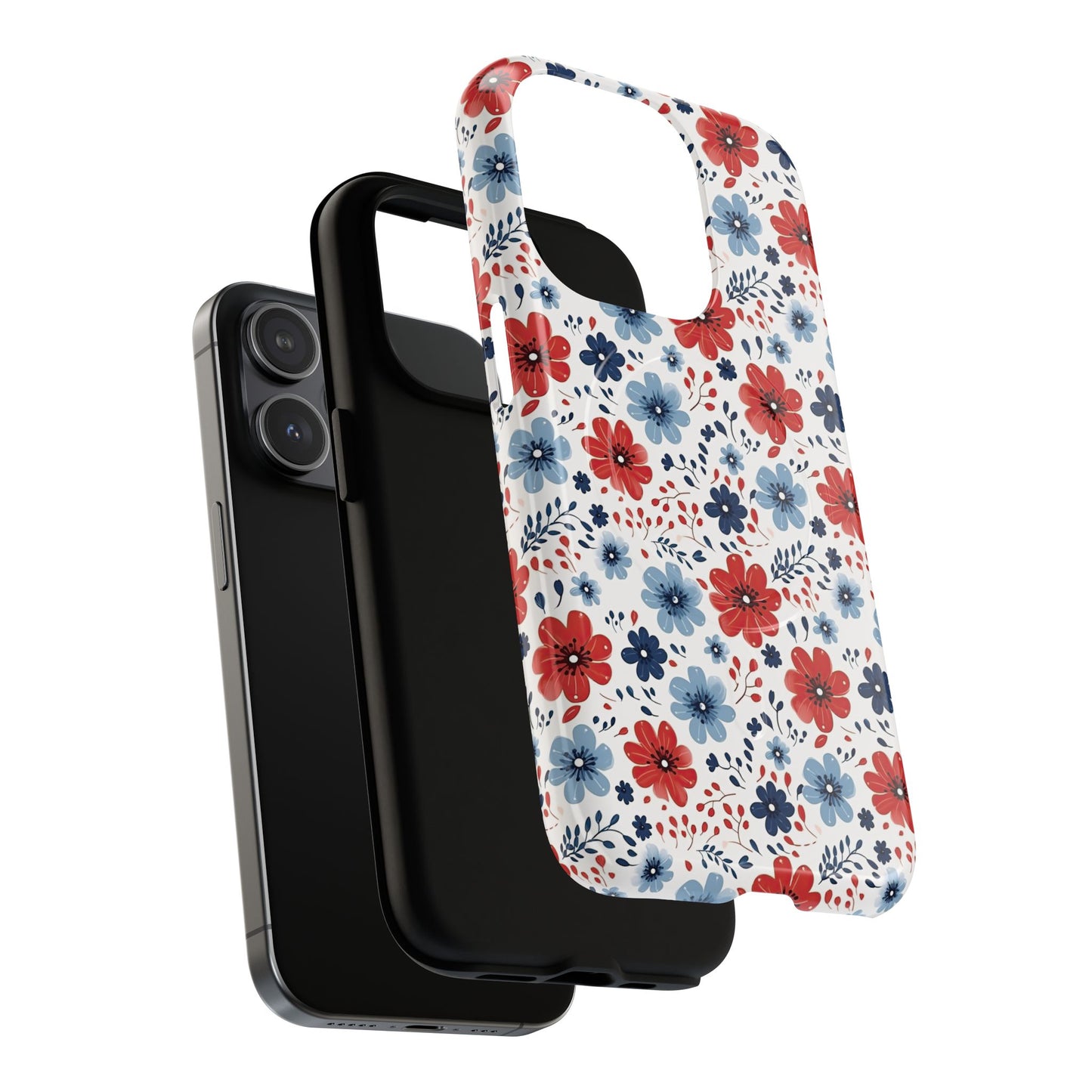 Patriotic Floral Dreams Tough Magnetic iPhone Cases, Durable, Stylish, Gift for Her, Protective Phone Cover, Spring Floral Design