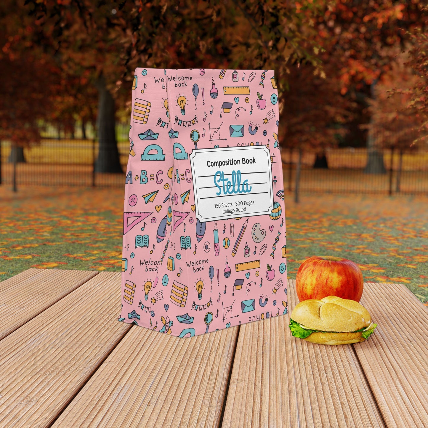 Custom Pink Chalkboard Chic Composition Book Inspired Stylish Polyester Lunch Box for Kids - Perfect for School, Picnics, or Snacks | Personalized ABC Design, Back to School, Family [...]