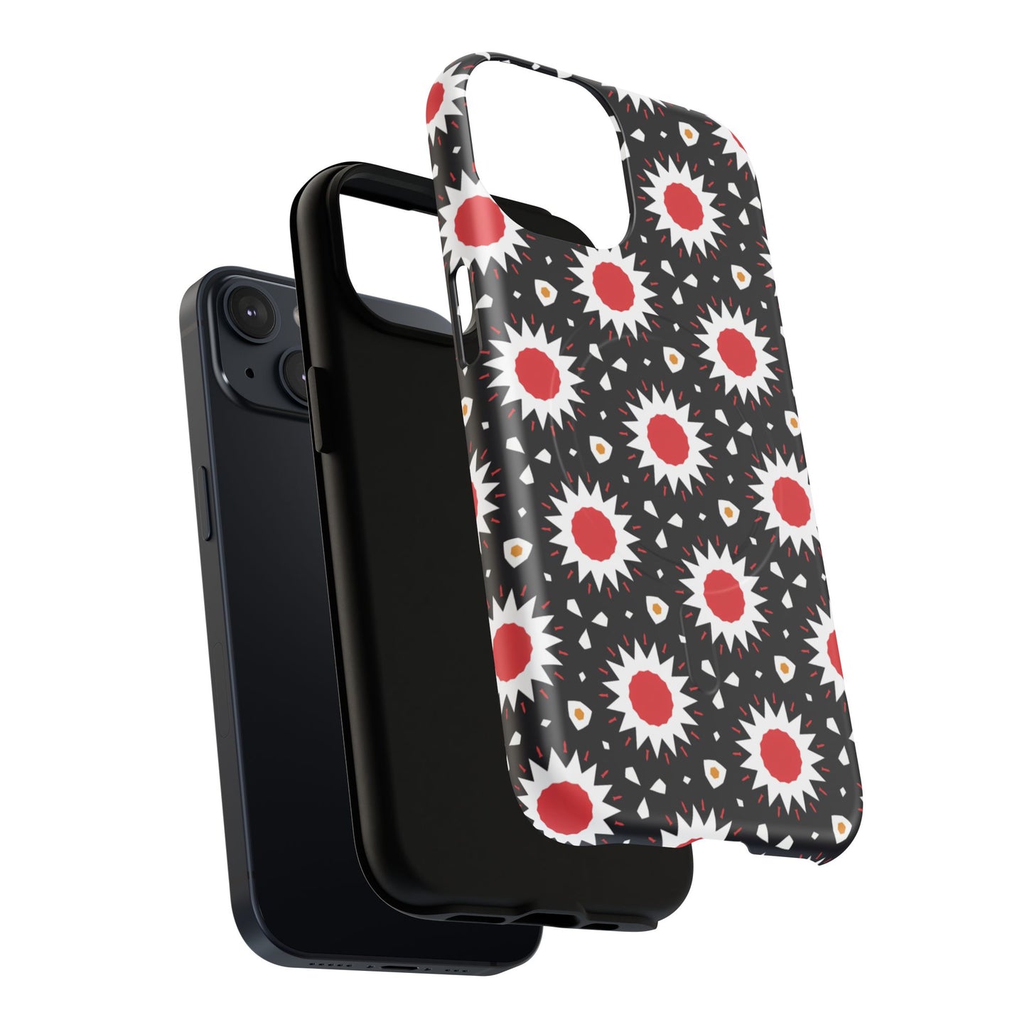 Crimson Spark Radiance Bold Floral Magnetic iPhone Cases, Stylish Tough Cases, Unique iPhone Accessories, Perfect Gift for Her, Trendy Tech Gear.