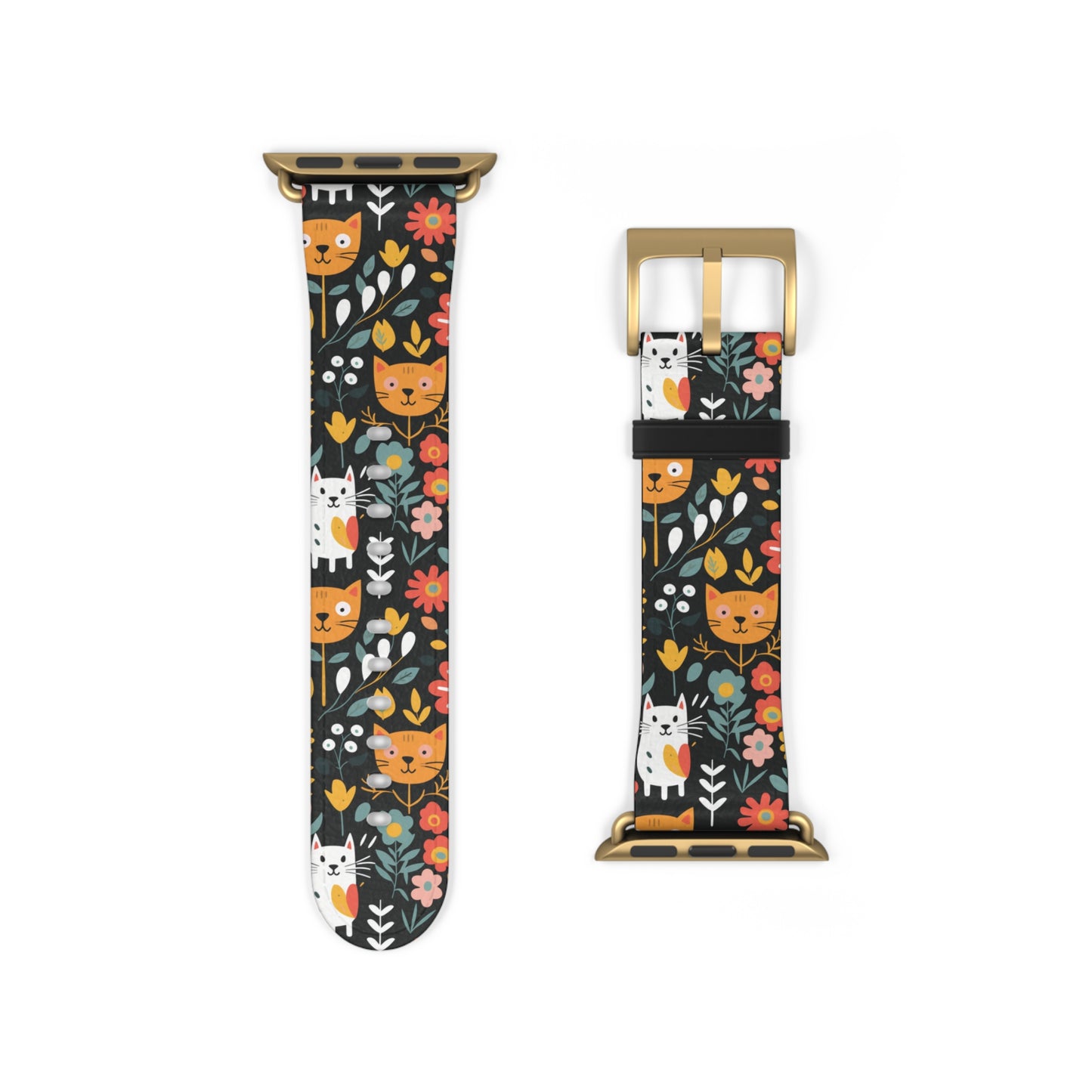 Whimsical Feline Garden Watch Band for Pet and Floral Lovers,