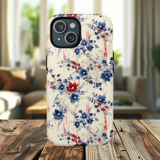 Americana Blossom Drift Tough Magnetic iPhone Case - Durable, Chic, Personalized for Floral Lovers, Gift for Her, Spring Style, iPhone Accessories