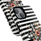 Grace in Bloom Tough Magnetic iPhone Case with Floral Cross Design, Boho iPhone Cover, Striped iPhone Case, Unique Religious Gift, Trendy Cell iPhone Accessory.