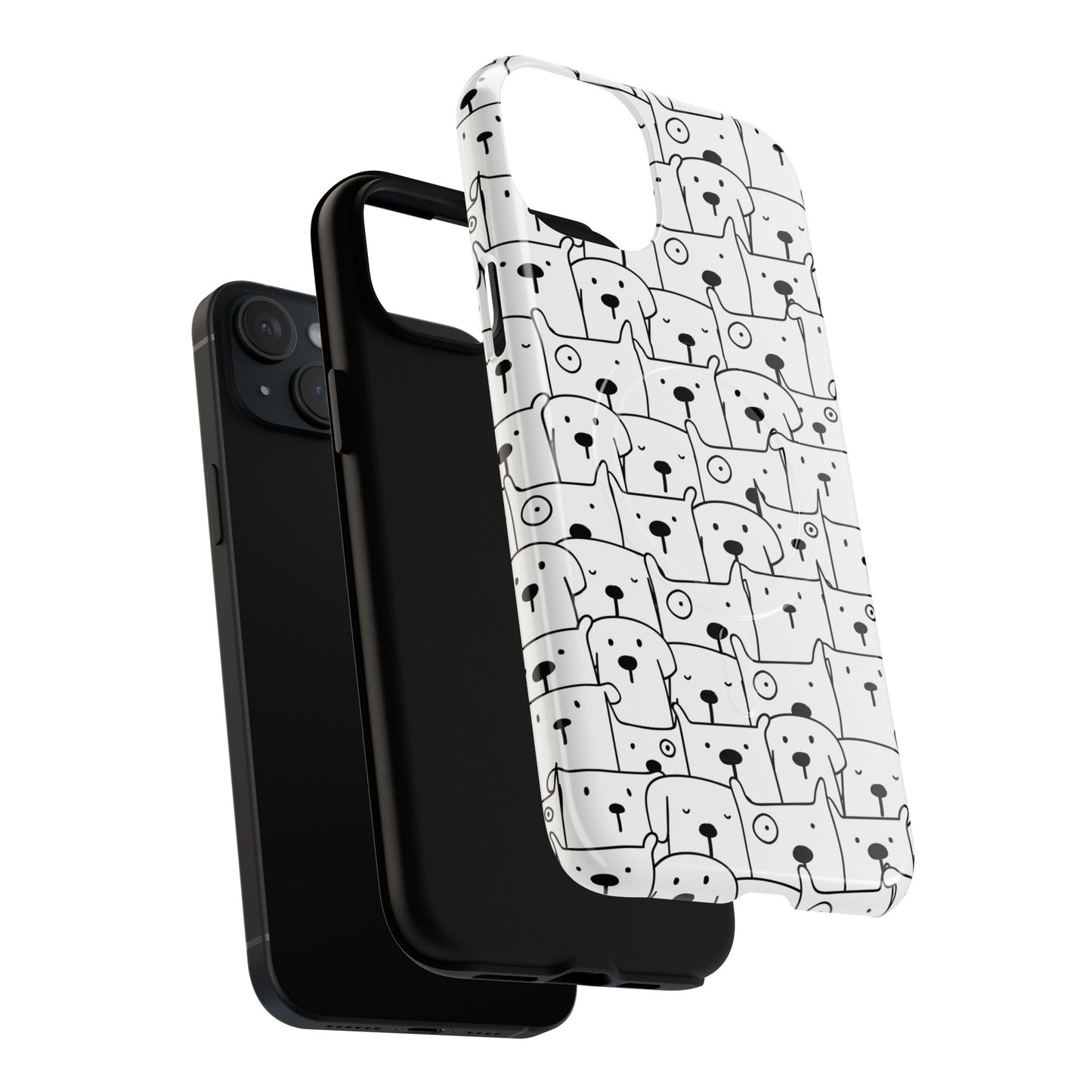Cute Woof Line-Up iPhone Case, Tough Magnetic Case for Pet Lovers, Stylish Phone Accessory, Gift for Dog Owners, Protective Pet Case
