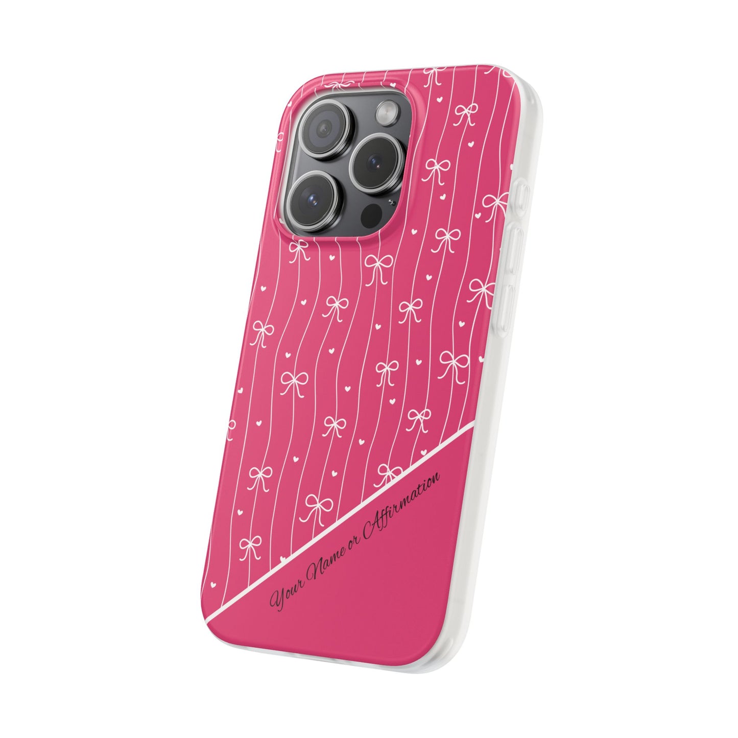 Personalized Pink Bow Coquette Slim Flexi iPhone and Samsung Cases — Custom Name or Affirmation