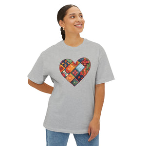 Patchwork Hearts Unisex Oversized Bella Canvas Boxy Tee