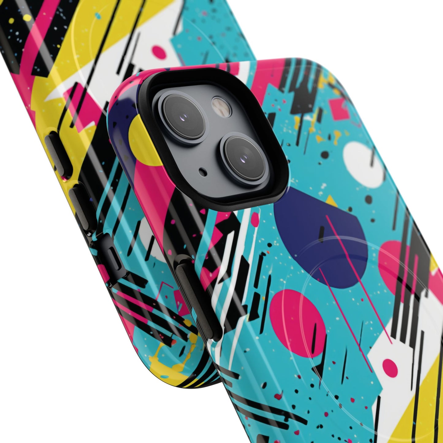 Retro Pop Vibes Magnetic iPhone Case with Abstract Design, Tough iPhone Cover, iPhone Accessory, Gift for Tech Lovers, Trendy iPhone Protector