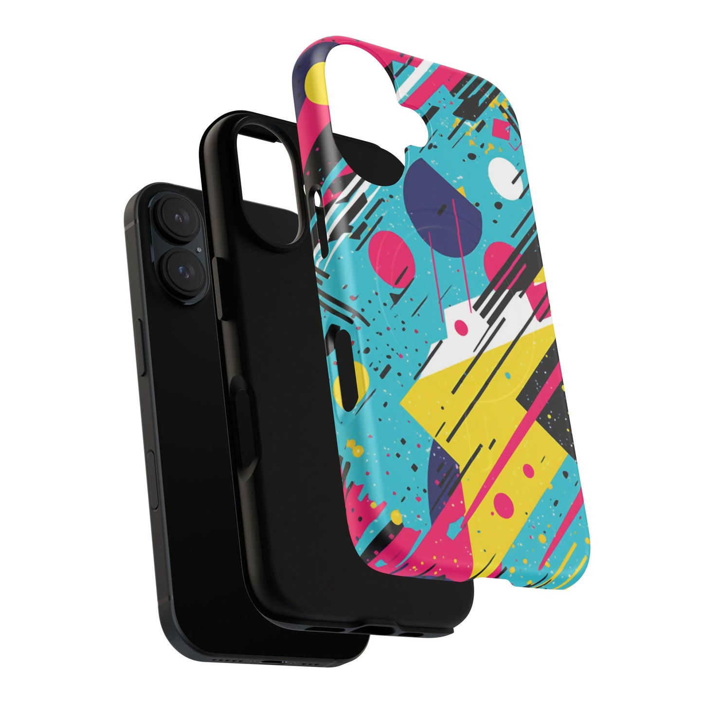 Retro Pop Vibes Magnetic iPhone Case with Abstract Design, Tough iPhone Cover, iPhone Accessory, Gift for Tech Lovers, Trendy iPhone Protector