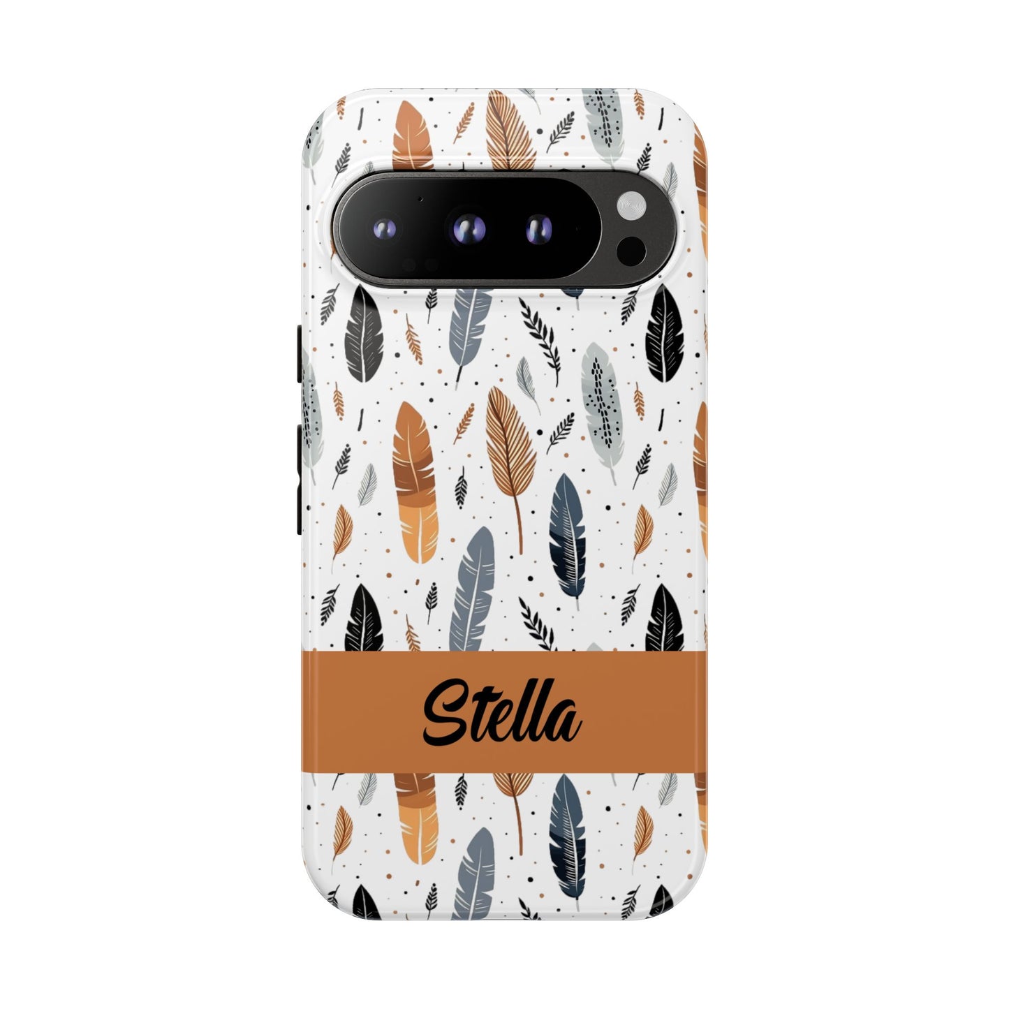 Personalized Whispering Feathers Samsung, Google Pixel and iPhone Case, Custom Name Case.