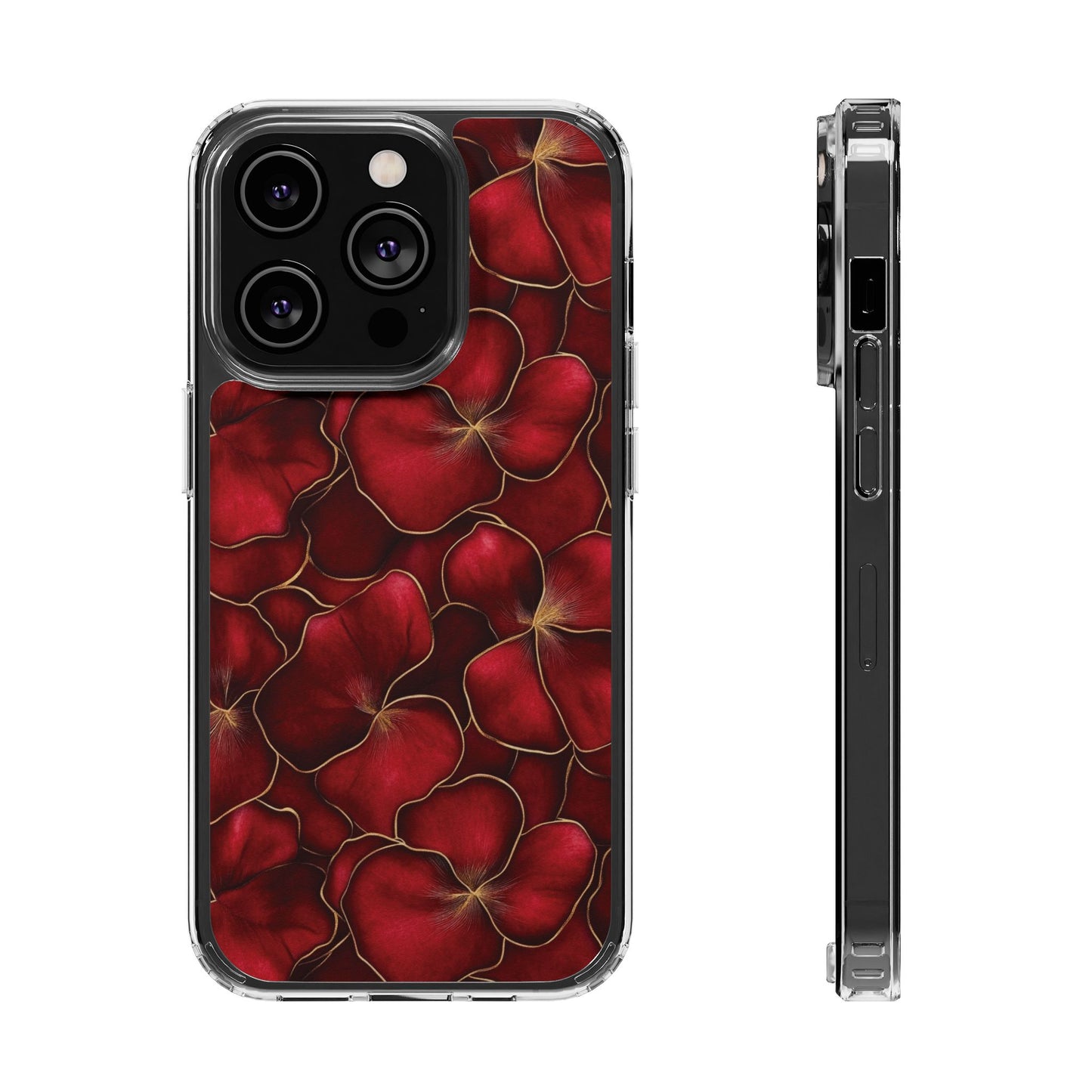 Velvet Petal Noir Floral Petal Clear Impact-Resistant iPhone and Samsung Case.