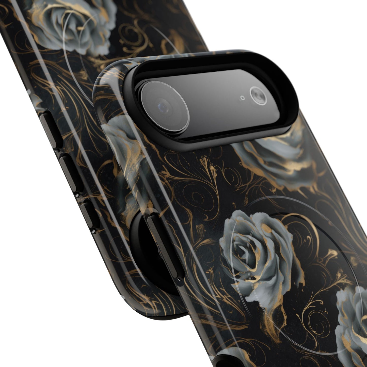 Midnight Bloom Tough iPhone Magnetic Cases,  iPhone 14, iPhone 15, iPhone 16, Pro, Pro Max, Plus MagSafe Case, Protective Tech Accessories, Gift for Her, Floral Design