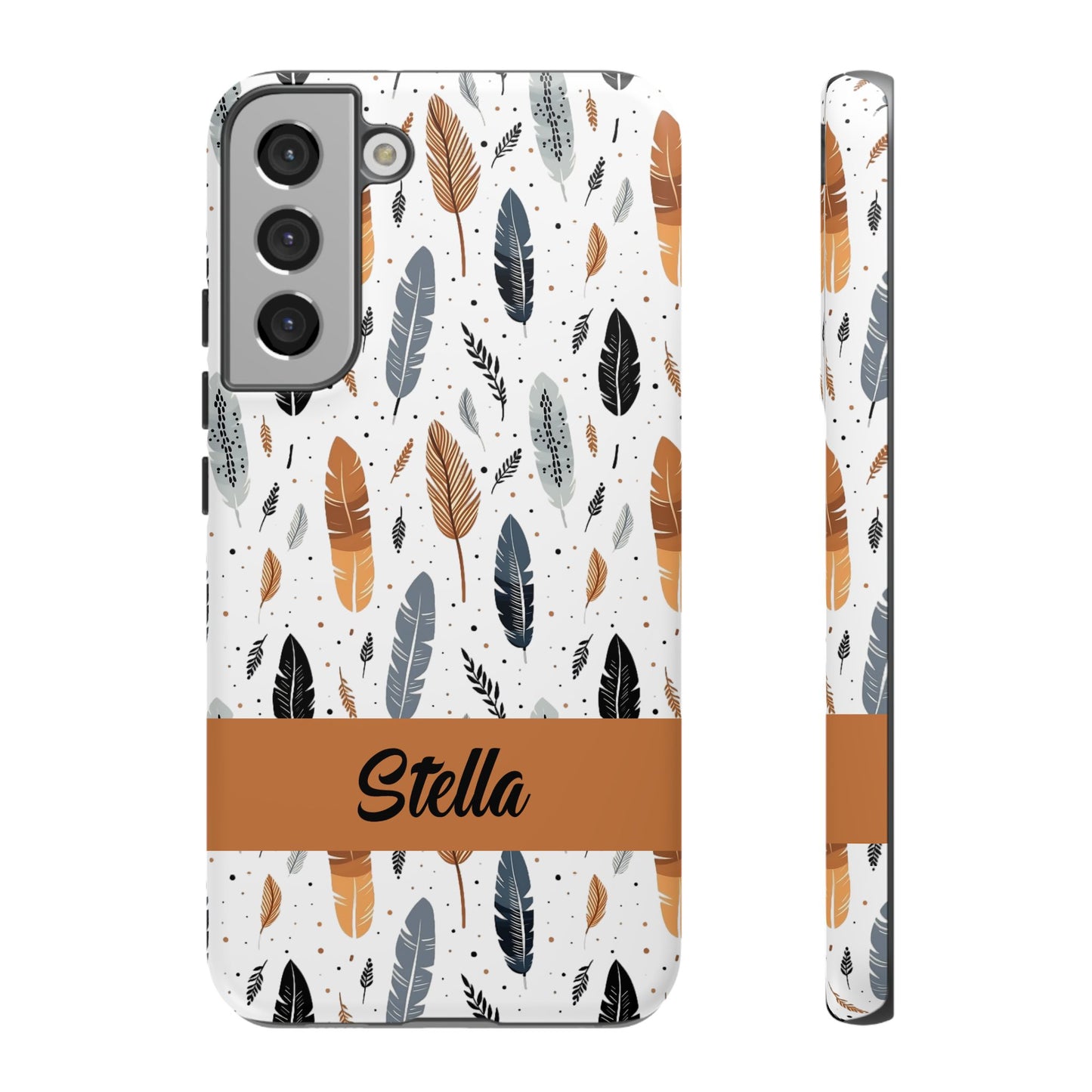 Personalized Whispering Feathers Samsung, Google Pixel and iPhone Case, Custom Name Case.