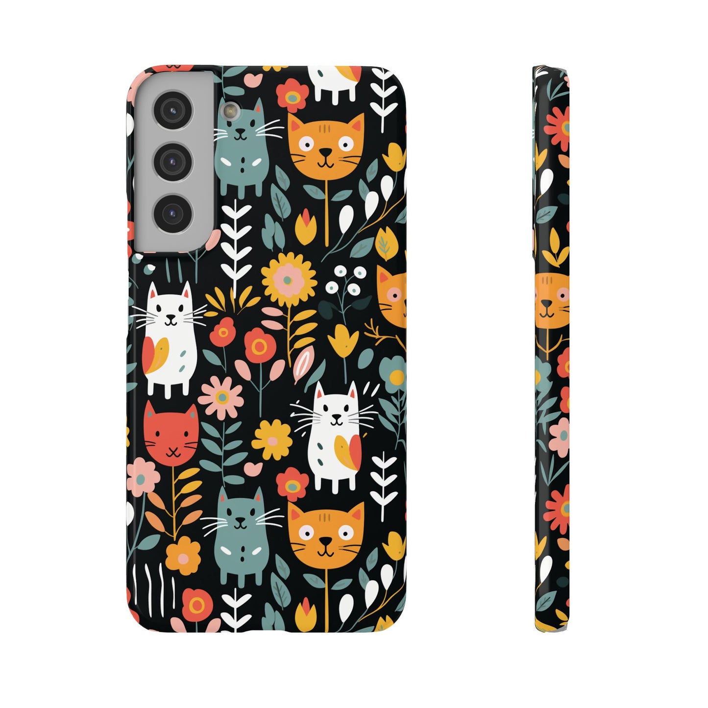 Whimsical Feline Garden Slim Cases for iPhone and Samsung Phones