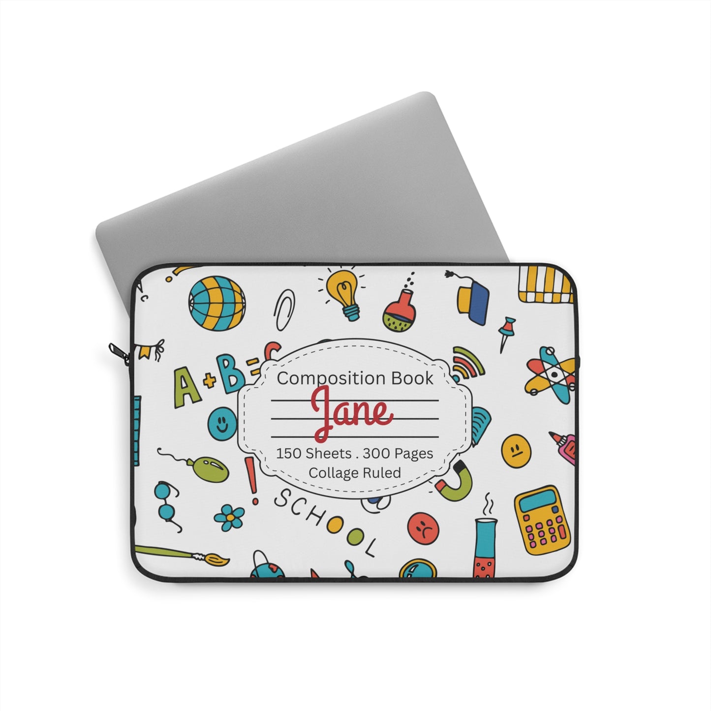 Personalized Classroom Couture Laptop Sleeve with Composition Book Inspired Design, Educational Gift for Teachers, Classroom Organization, Back to School, Unique Teacher Accessory
