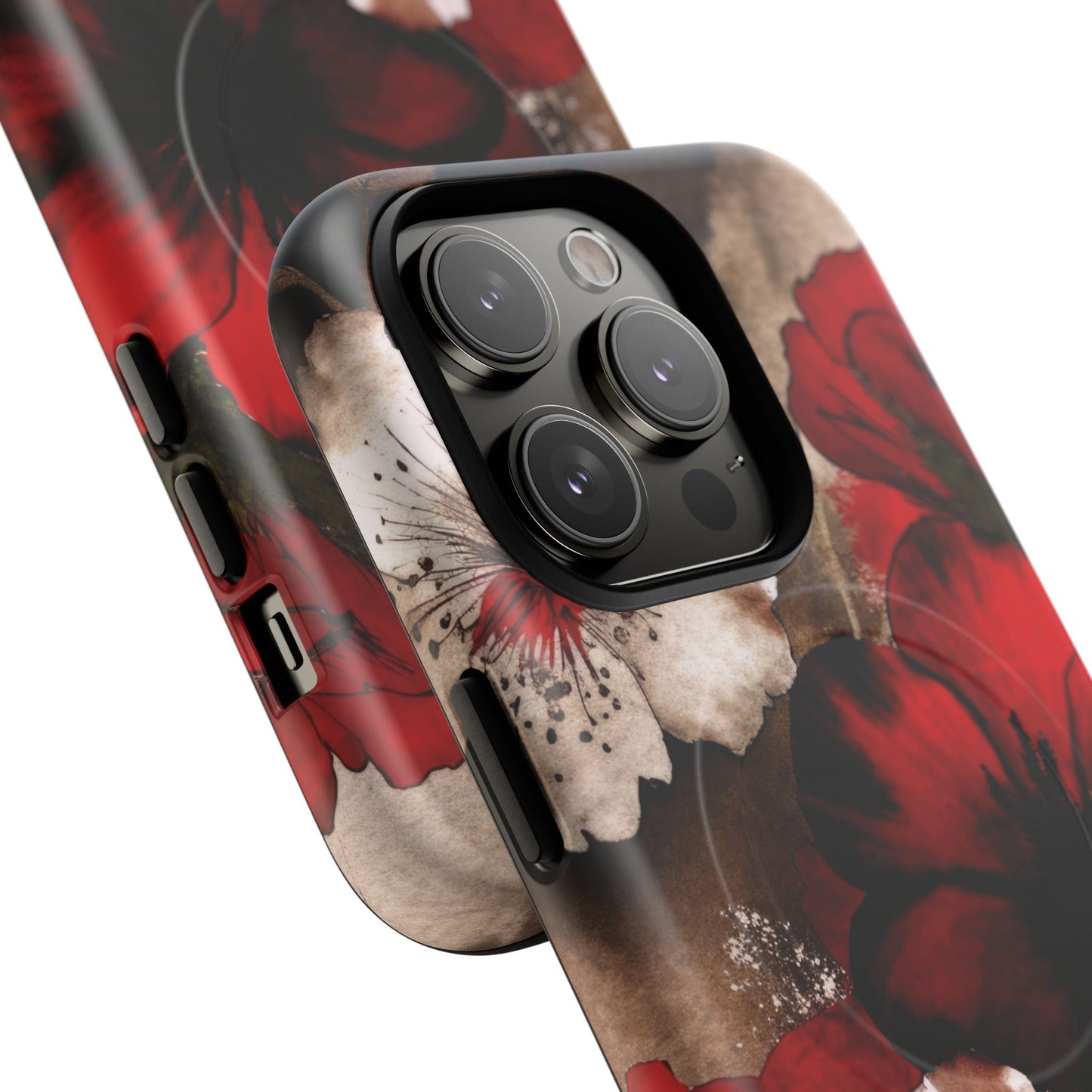Crimson Noir Tough iPhone Magnetic Cases, Tough iPhone Protector, Stylish Floral Design, Gift for Her, Floral Accessories