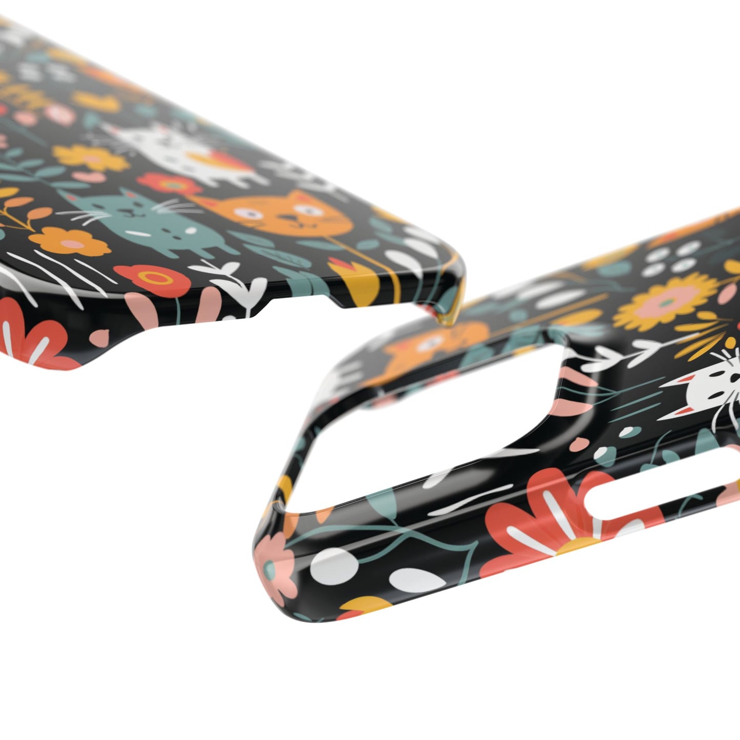 Whimsical Feline Garden iPhone Case — Slim Floral Cat Design (Matte or Glossy) for iPhones.