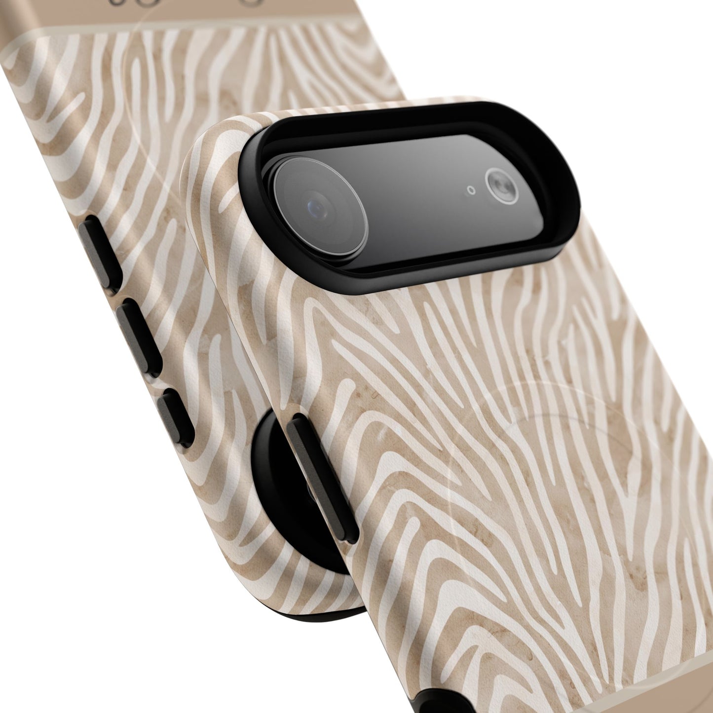 Personalized Zebra Animal Print Cover, Tough Magnetic MagSafe® iPhone® 13, 14, 15, 16, 17, Pro, Pro Max, Plus Cases (Custom Name).