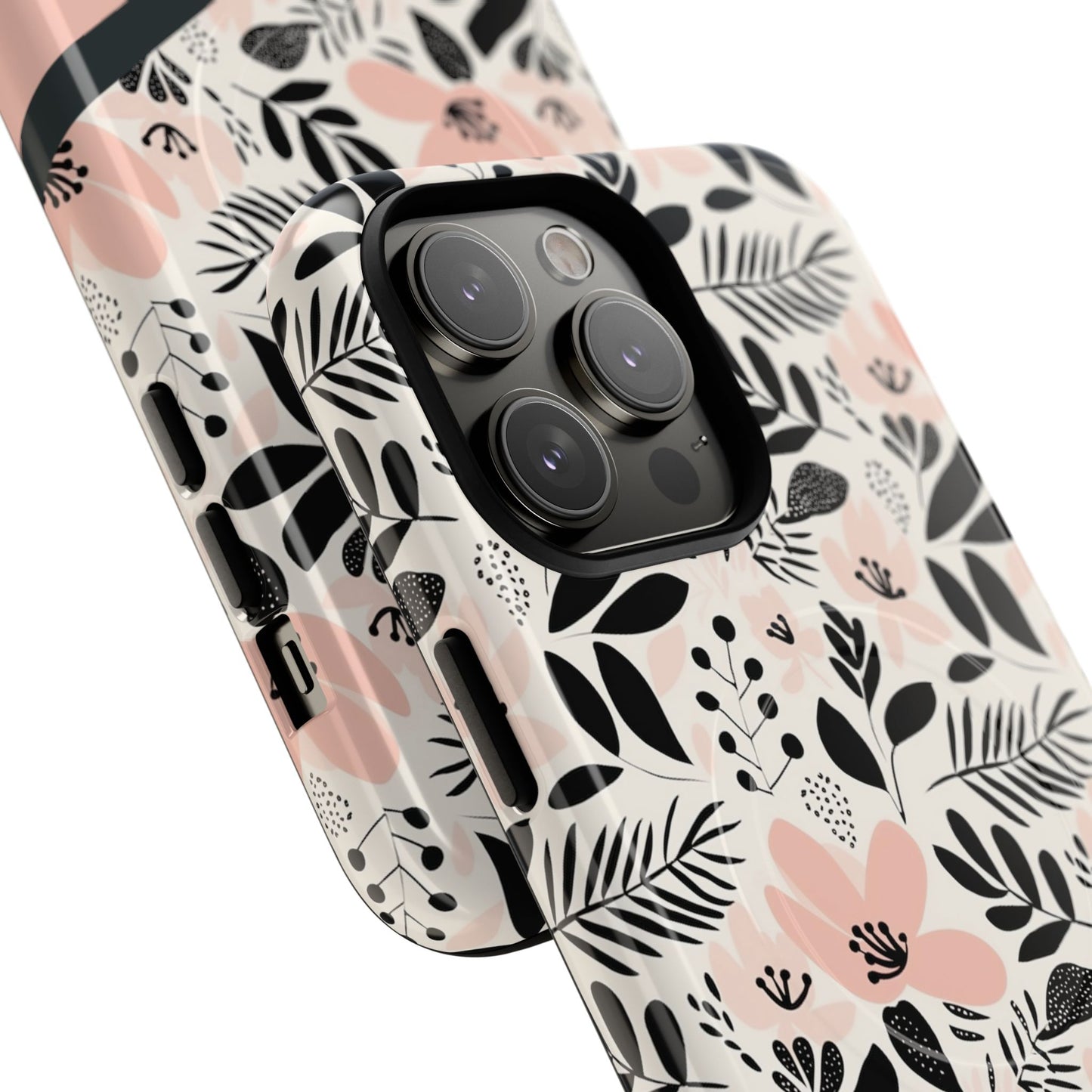 Personalized Floral Blush Garden Whisper Tough Magnetic MagSafe® iPhone® 13, 14, 15, 16, 17, Pro, Pro Max, Plus Cases (Custom Name).
