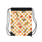 Custom Orange Schoolyard Chic Composition Book Inspired Colorful plsyful icons Drawstring Bag | Personalized College Ruled Tote | Kids School Gear | Fun Gym Sack | Back to School Accessory