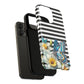 Daffodil Flutter Tough iPhone Magnetic Case, Floral iPhone Accessories, Stylish iPhone Cover, Black Striped Design, Gift for Her, Trendy iPhone