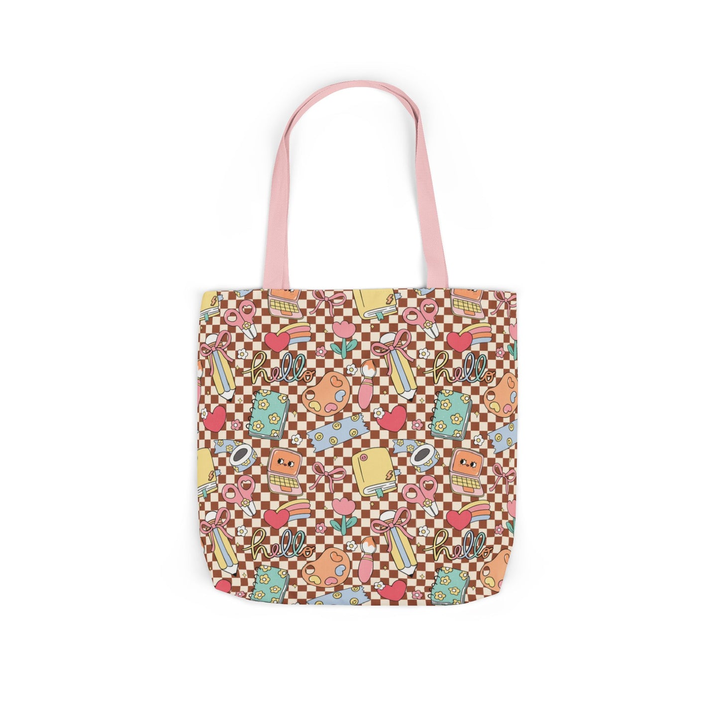 Personalized Brown Doodle Daydream Composition Book Inspired Canvas Tote Bag with Colorful Straps, Cute School Bag, Eco-Friendly Tote, Back to School Shopping Bag, Teacher Gift Idea