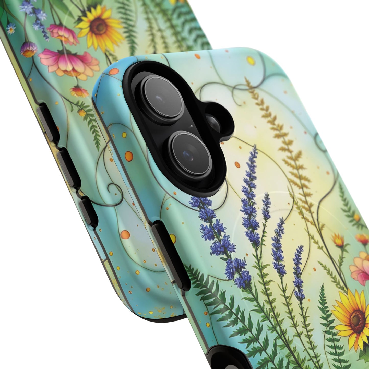 Floral Stained Harmony Glass Tough Magnetic Phone Case | Nature Inspired Design | Durable Protection | Gift for Nature Lovers | Spring Vibe