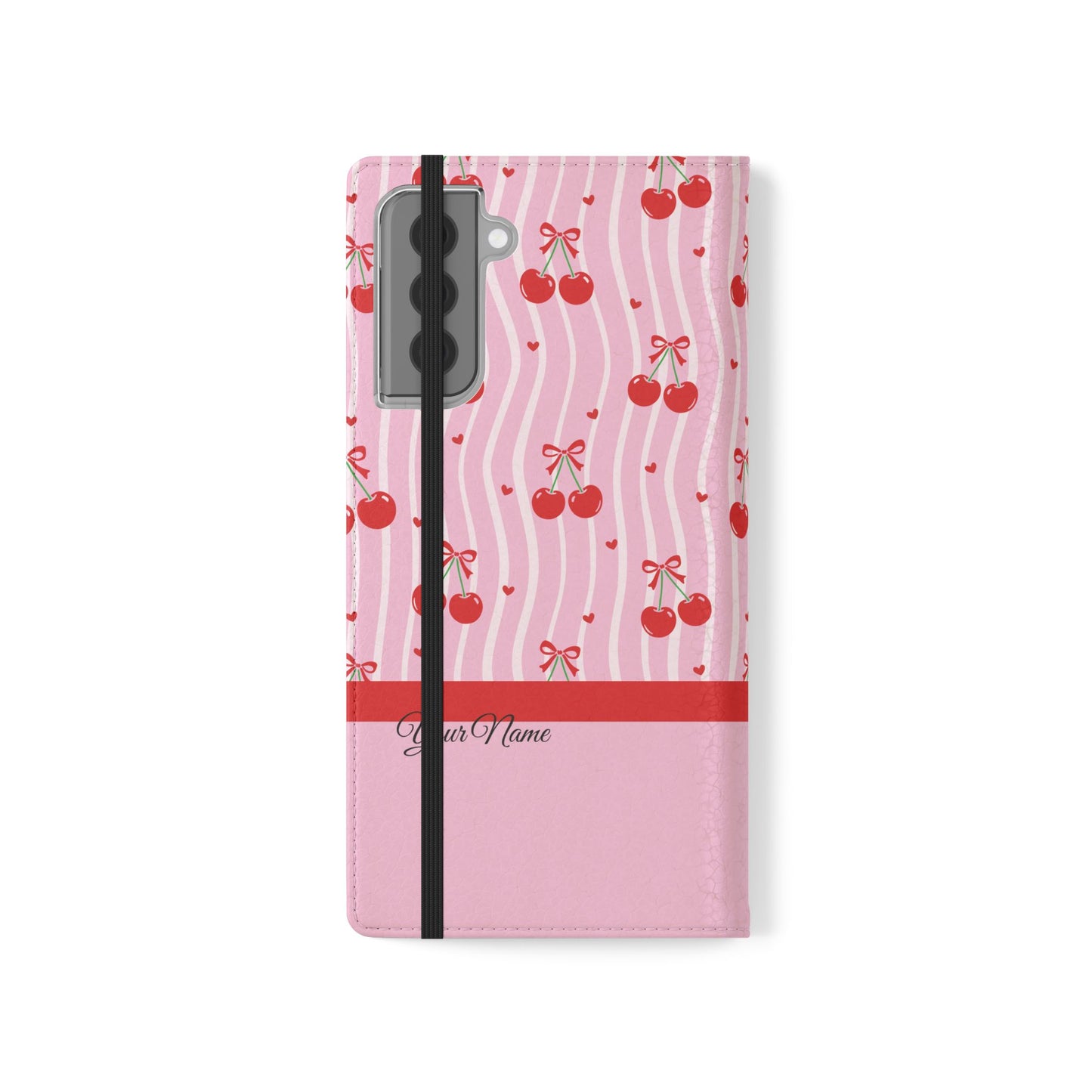 Personalized Cherry Blossom Dreams Flip iPhone and Samsung Cases — Wallet Folio with Name & Affirmation.