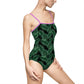 Black Tropical Bliss Women's One-piece Swimsuit (AOP)