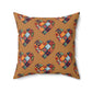 Brown Patchwork Heart Spun Polyester Square Pillow