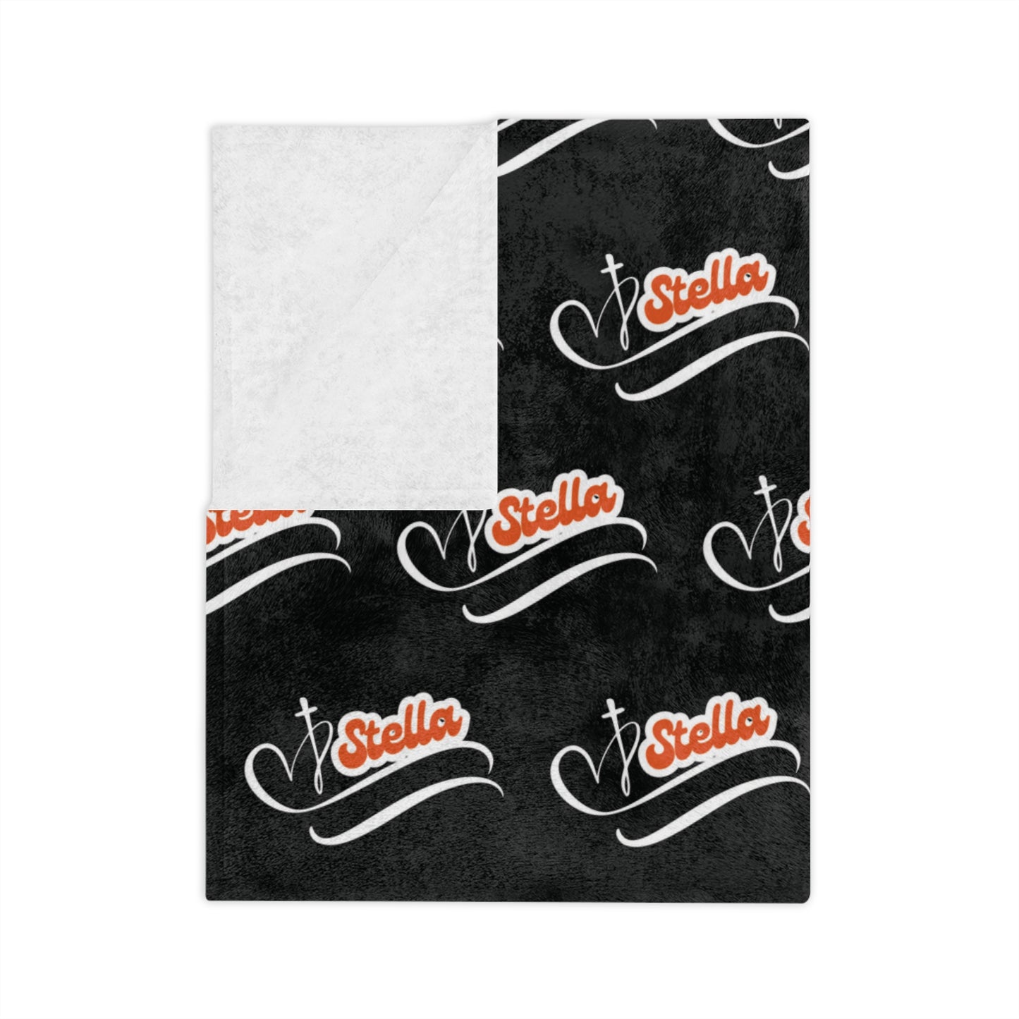 Personalized Name Velveteen Microfiber Blanket — Black Patterned ‘Smile’ Script Cozy Throw