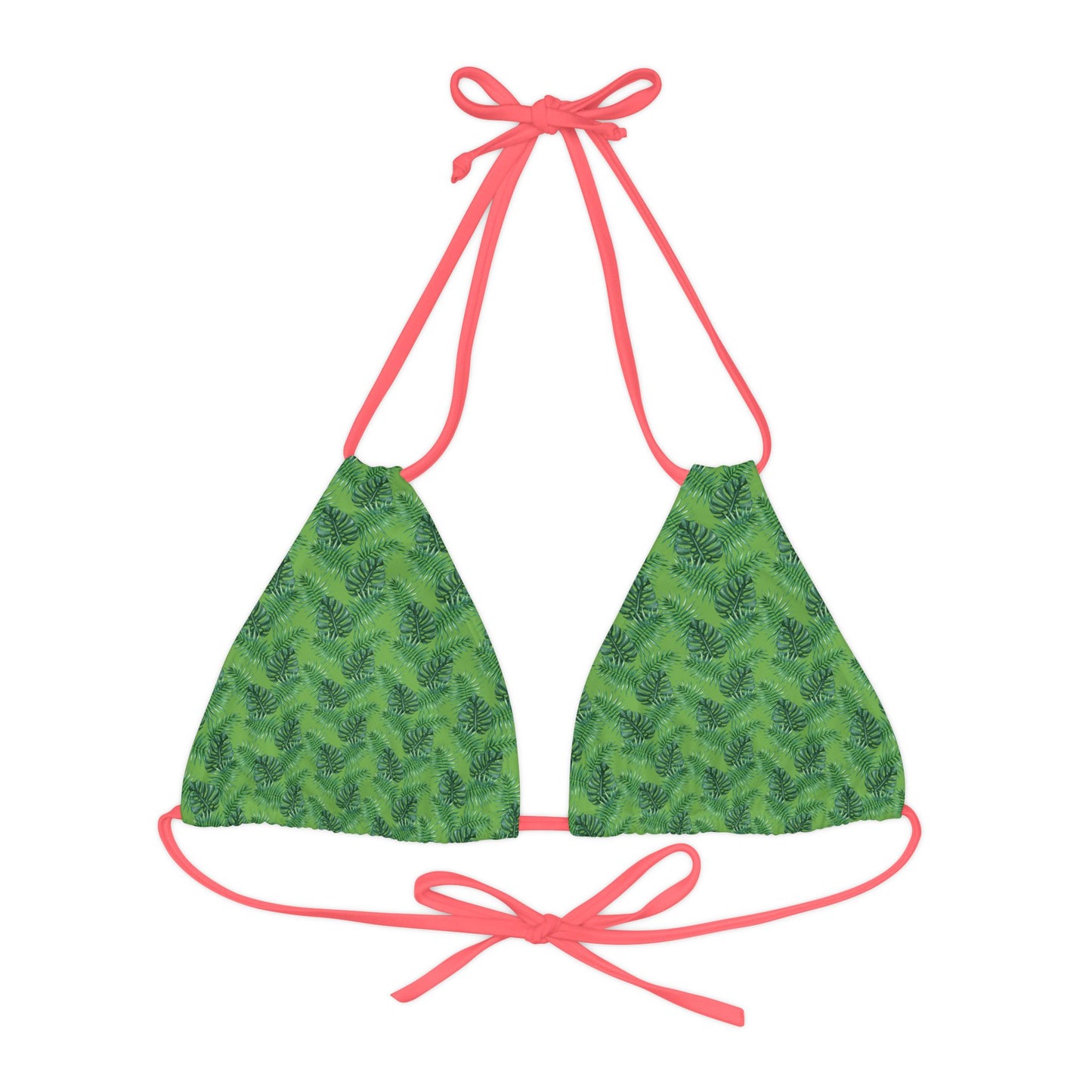 Green Tropical Bliss Strappy Triangle Bikini Top (AOP)- (PY)