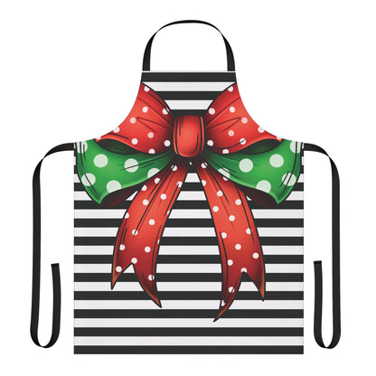 Striped Red Polka Dot Bow Chef's Apron