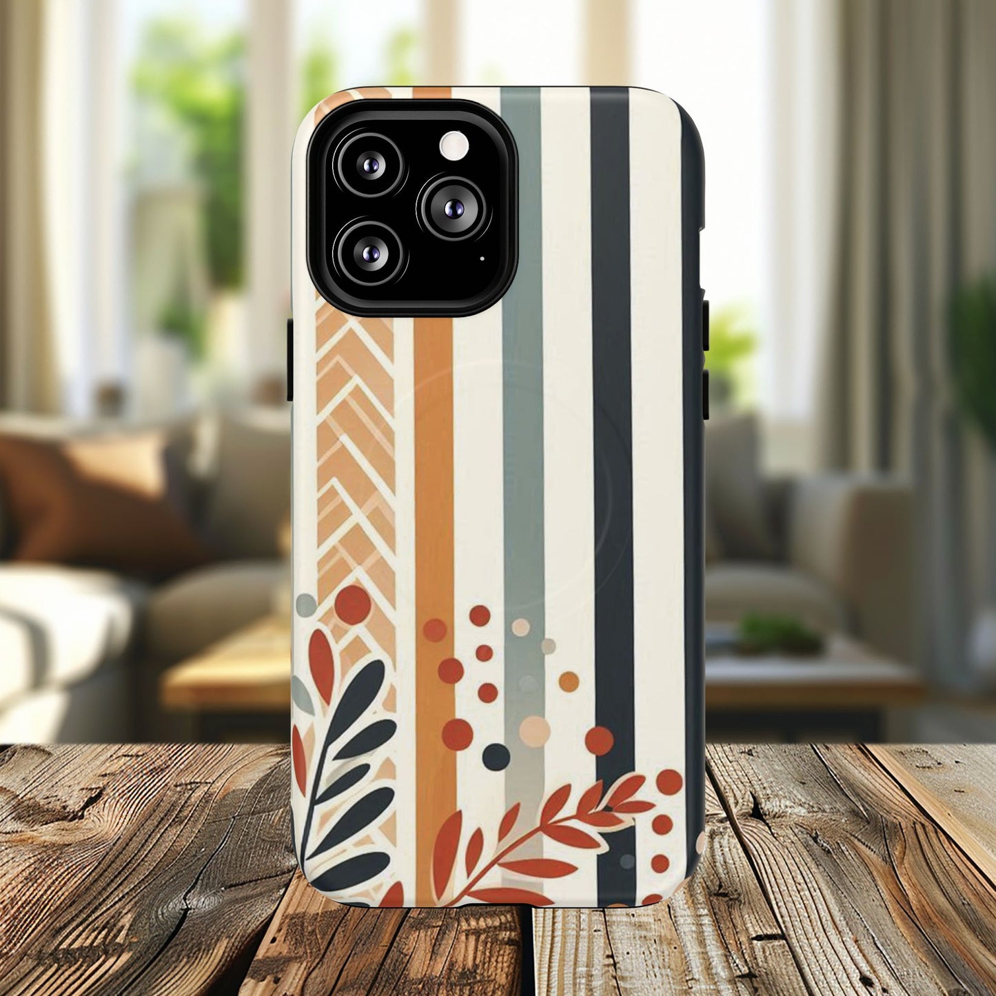 Terracotta Trails Tough Magnetic iPhone Cases for Everyday Use, Floral Patterned Stability Case, Gift for Her, Durable iPhone Accessory.