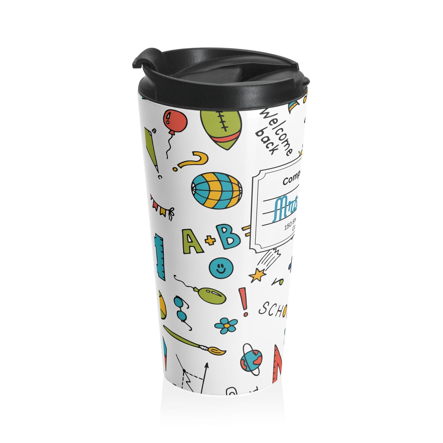 Customizable Classroom Couture Composition Book Inspired Travel Mug, Personalized Gift for Teachers, Back to School Drinkware, Christmas Present, Stylish Coffee Cup