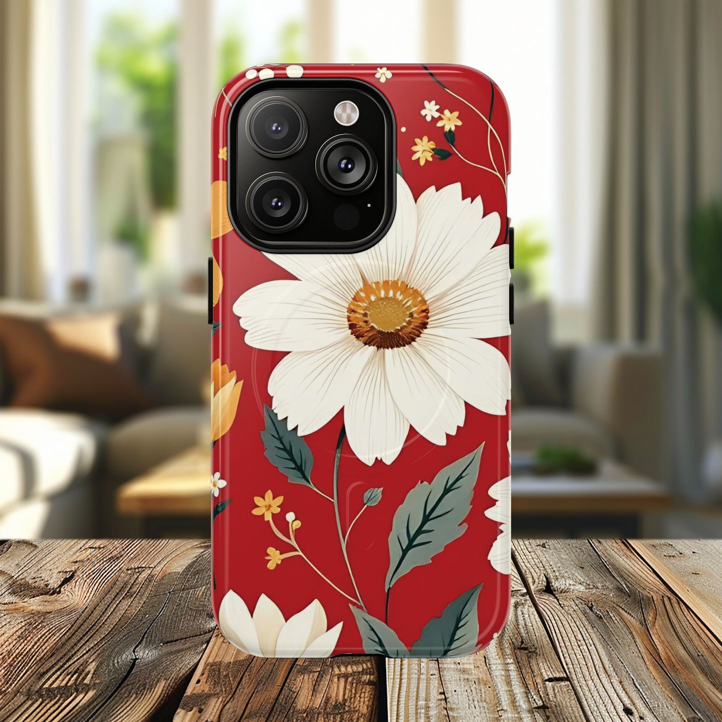 Floral Fusion Tough Magnetic Phone Case | Flower Design, Durable Protective Cover, Gift for Her, Spring Style, Unique Phone Accessory.