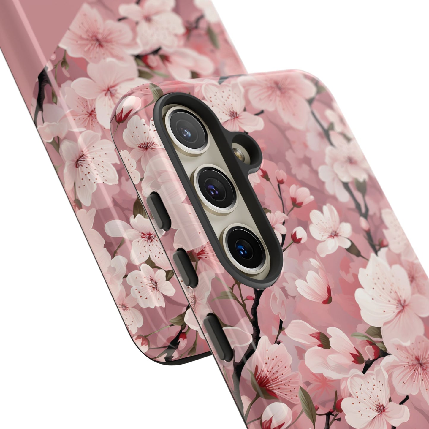 Personalized Cherry Blossom Tough Phone Case — Pink Floral Protective Case for Samsung & Google