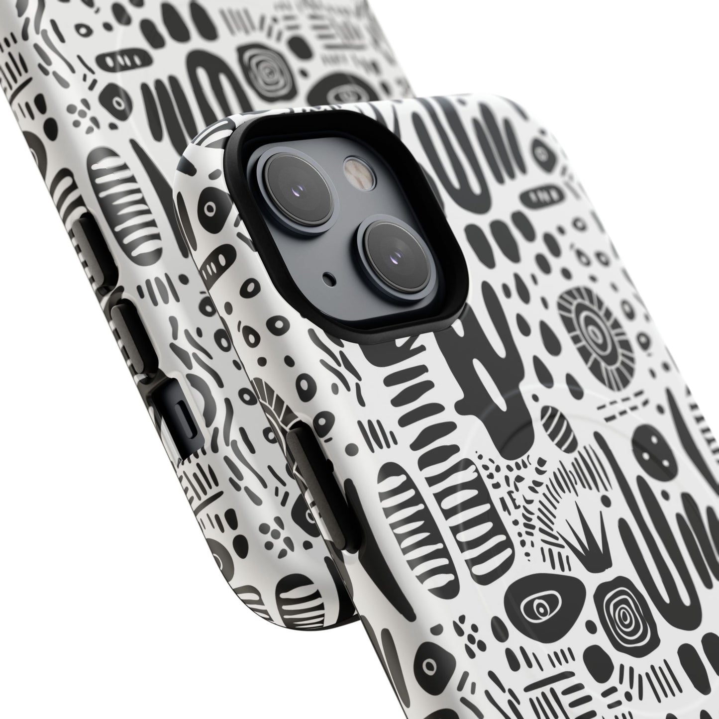 Abstract Monochrome Tough Magnetic iPhone Cases, Stylish Phone Cover, Durable Phone Protector, Modern Tech Accessories, Unique Gift Ideas