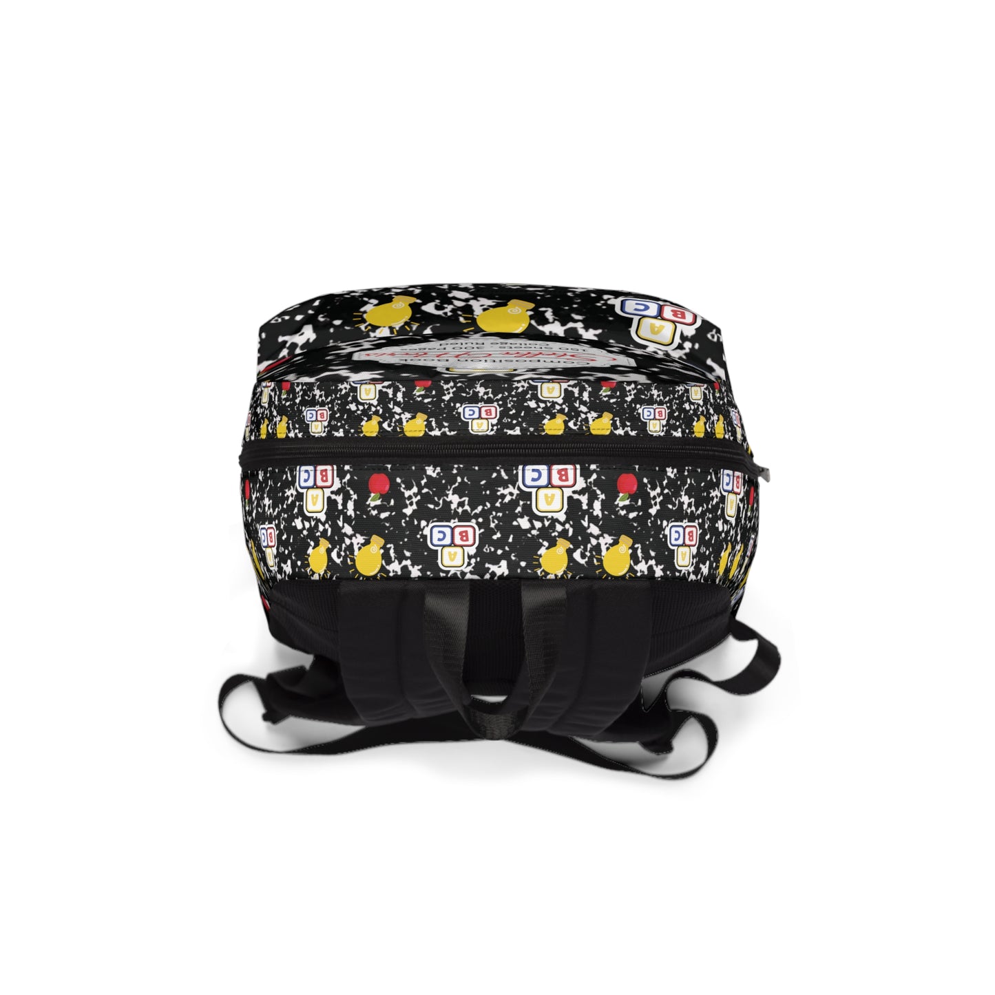 Personalized Black Composition Book Inspired Colorful Kids' Backpack, School Bag, Fun Pattern Backpack, Cute Child's Rucksack, Composition Backpack, Unique School Supplies