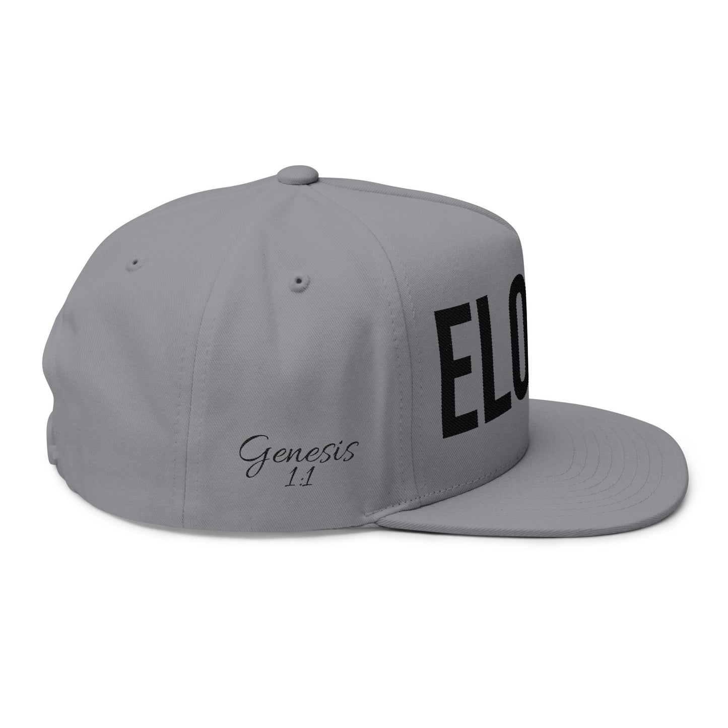 Stylish Flat Bill Cap with ELOHIM GENESIS 1:1 Embroidery - Perfect for Christian Occasion, Trendy Hat for Men and Women, Gift for Graduations, Summer Cap.