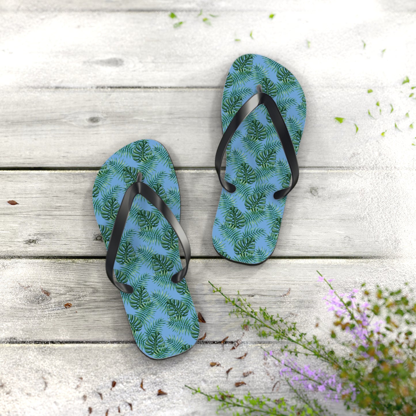 Blue Tropical Bliss Flip Flops