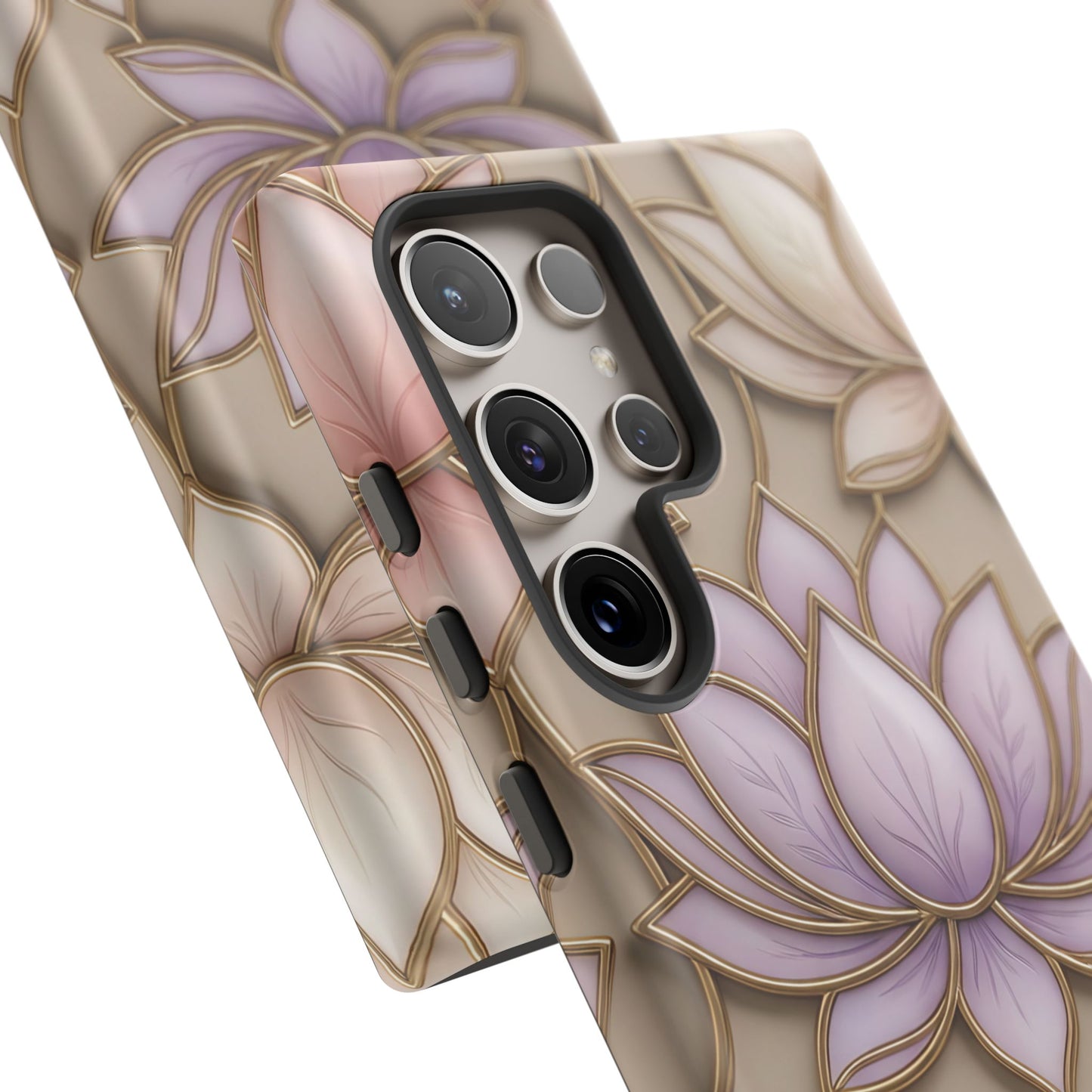 Personalized Lotus Floral Stained Glass Effect Tough Phone Case