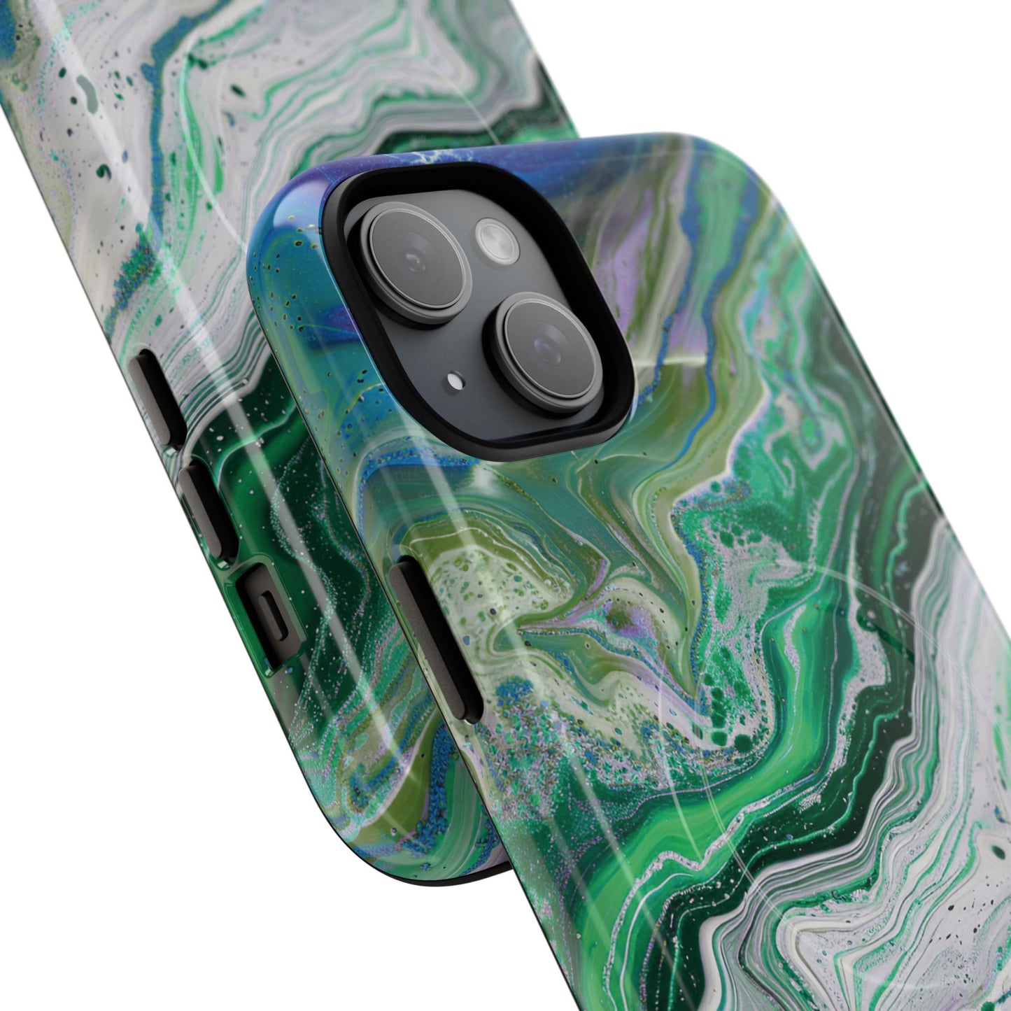 Marbled Tough iPhone Case, Magnetic Protector, Stylish Tech Accessory, Durable iPhone Cover, Unique Gift Idea
