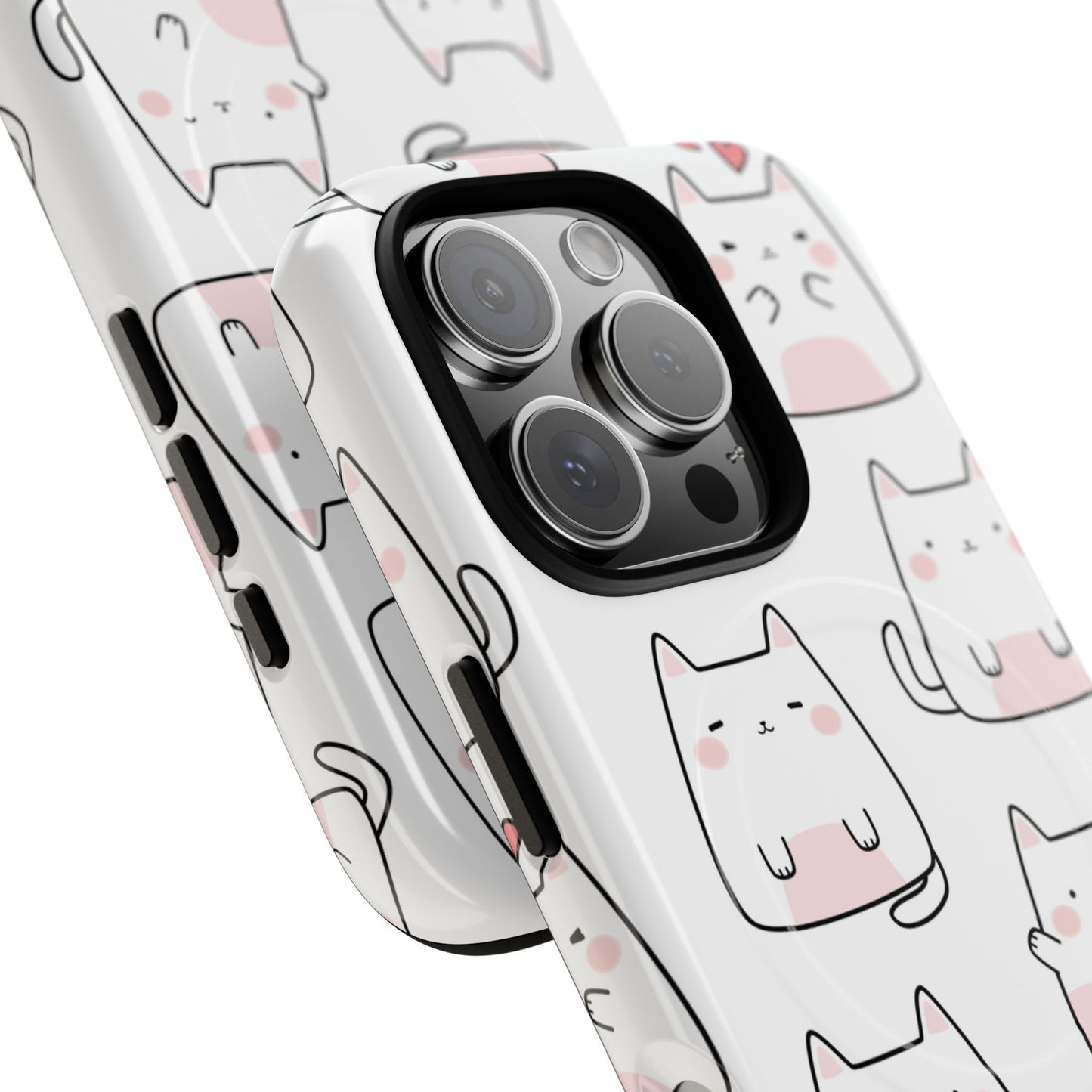 Cute Kawaii Cat Tough Magnetic iPhone Case, Cute Cat Lover Gift, Kawaii iPhone Cover, Tough iPhone Case, Unique Pet Themed Accessory,