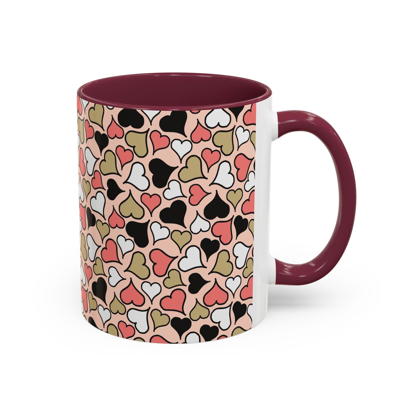 Heart Patterned Coffee Mug - Colorful Love Design, Perfect for Gifts & Celebrations