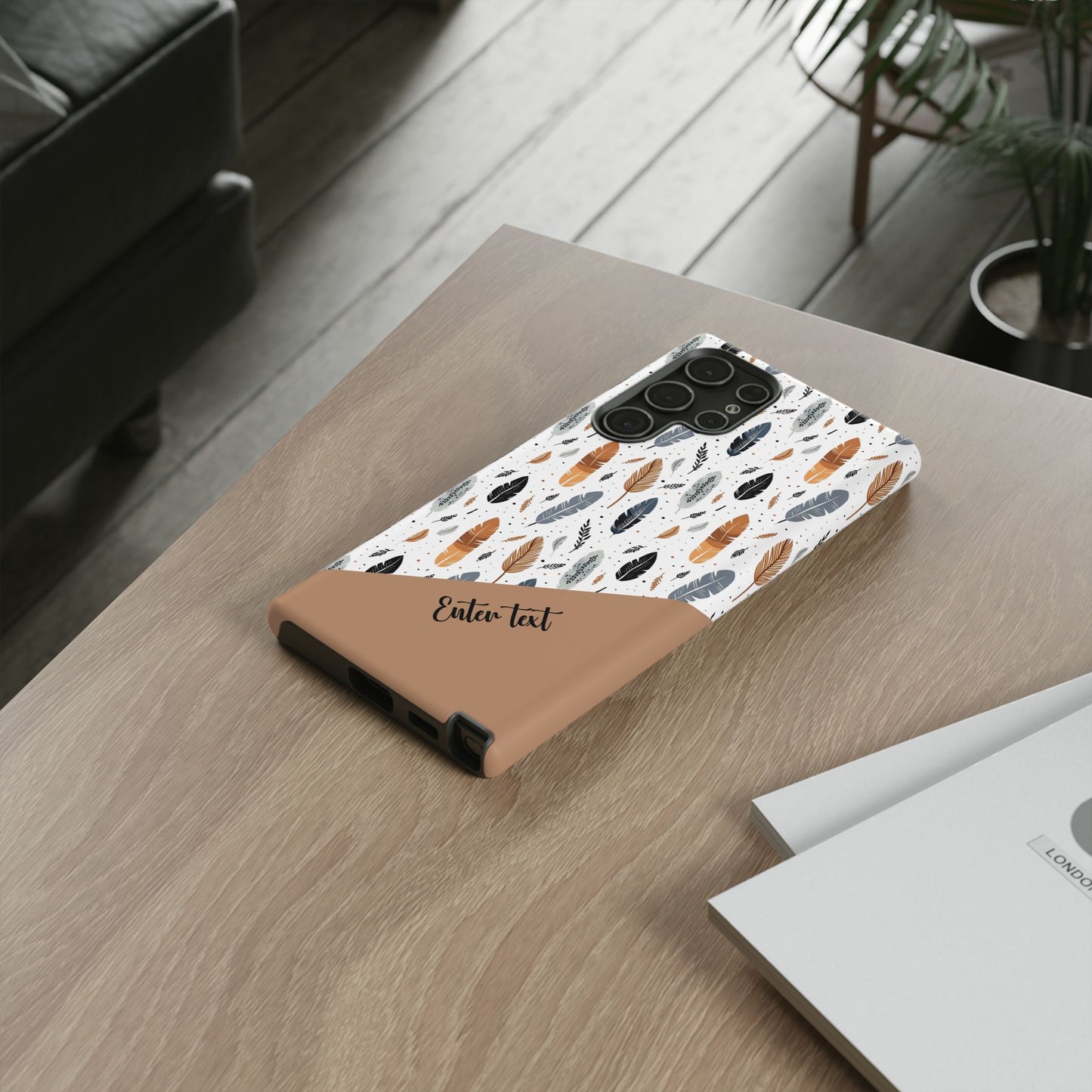 Personalized Whispering Feathers Tough Case — Dark Feather Protective Phone Case for Samsung & Google