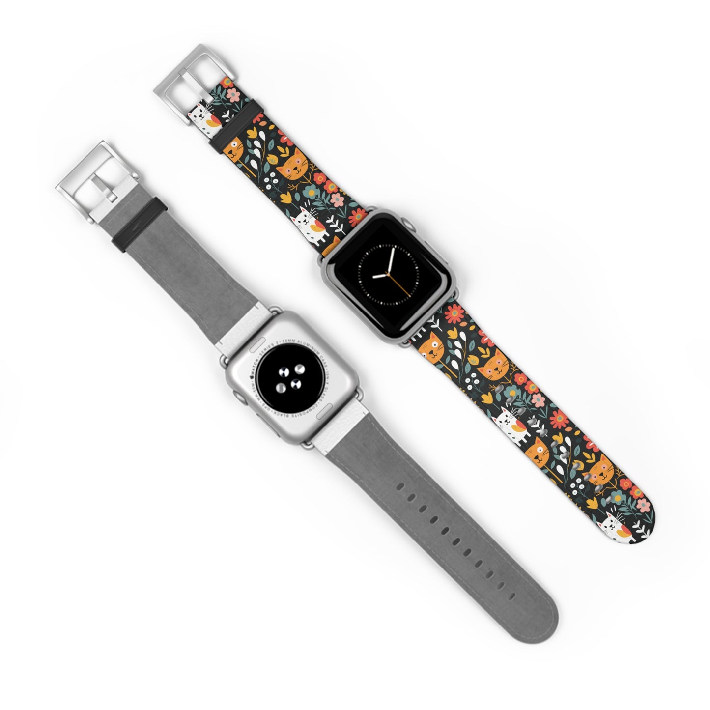 Whimsical Feline Garden Watch Band for Pet and Floral Lovers,