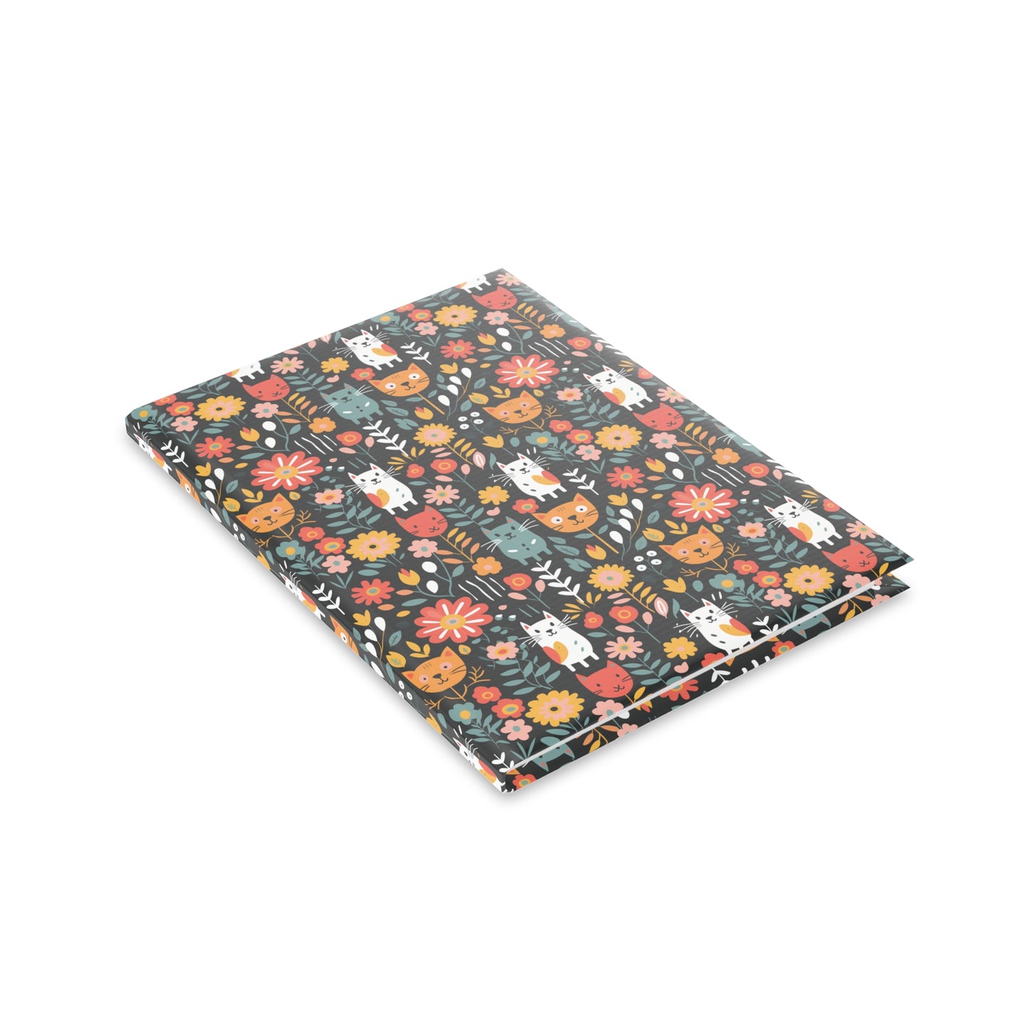 Whimsical Feline Garden Hardcover Notebook with Puffy Covers