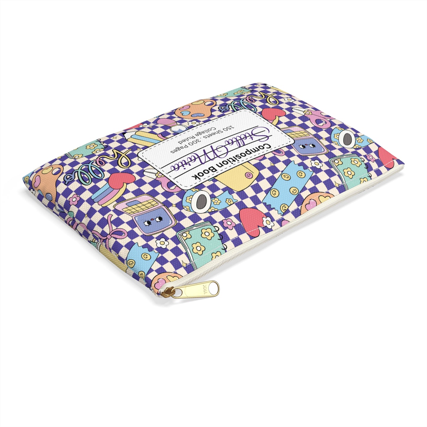 Personalized Purple Doodle Daydream Composition Book Inspired Accessory Pouch, Kids School Supplies, Classroom Organizer, Teacher Gift, Fun Stationery Case, Back to School