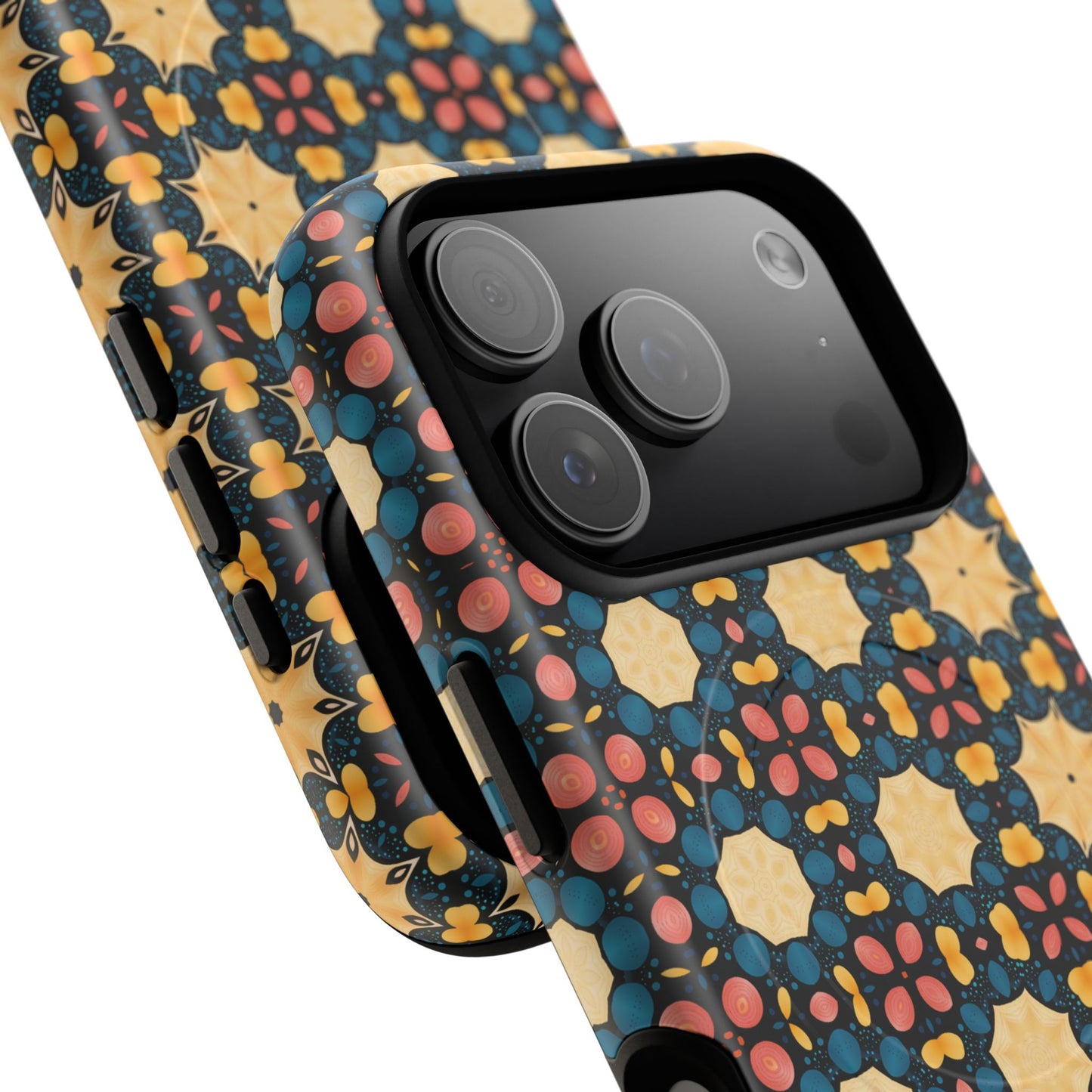 Celestial Spice Tiling Colorful Tough Magnetic iPhone Case, Unique iPhone Cover, Artistic Mobile Shell, Durable Design Accessory, Trendy Gift Idea, MagSafe® iPhone Case.