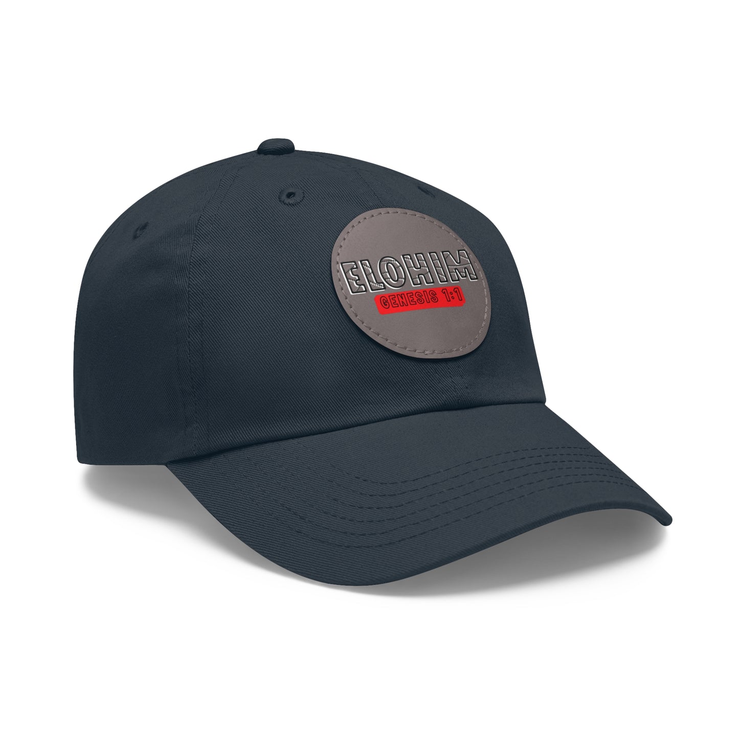 'ELOHIM, GENESIS 1:1- Stylish Dad Hat with Leather Patch | a Unisex Gift, Casual Wear, Summer Accessory, Unique Outdoor Cap, Adjustable Sun Hat, Christian Gift